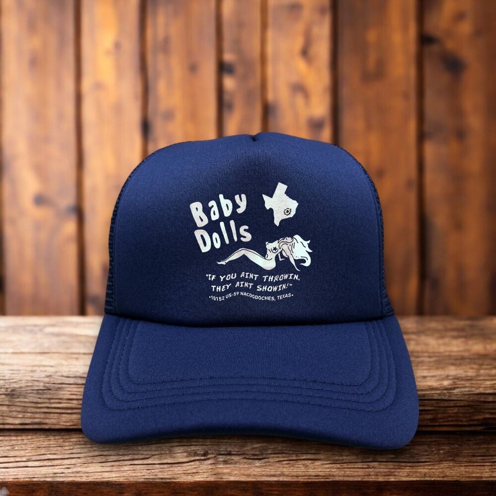 Baby Dolls Nacogdoches Texas Mens Trucker Hat Navy Gentleman's Club Go Go Lounge